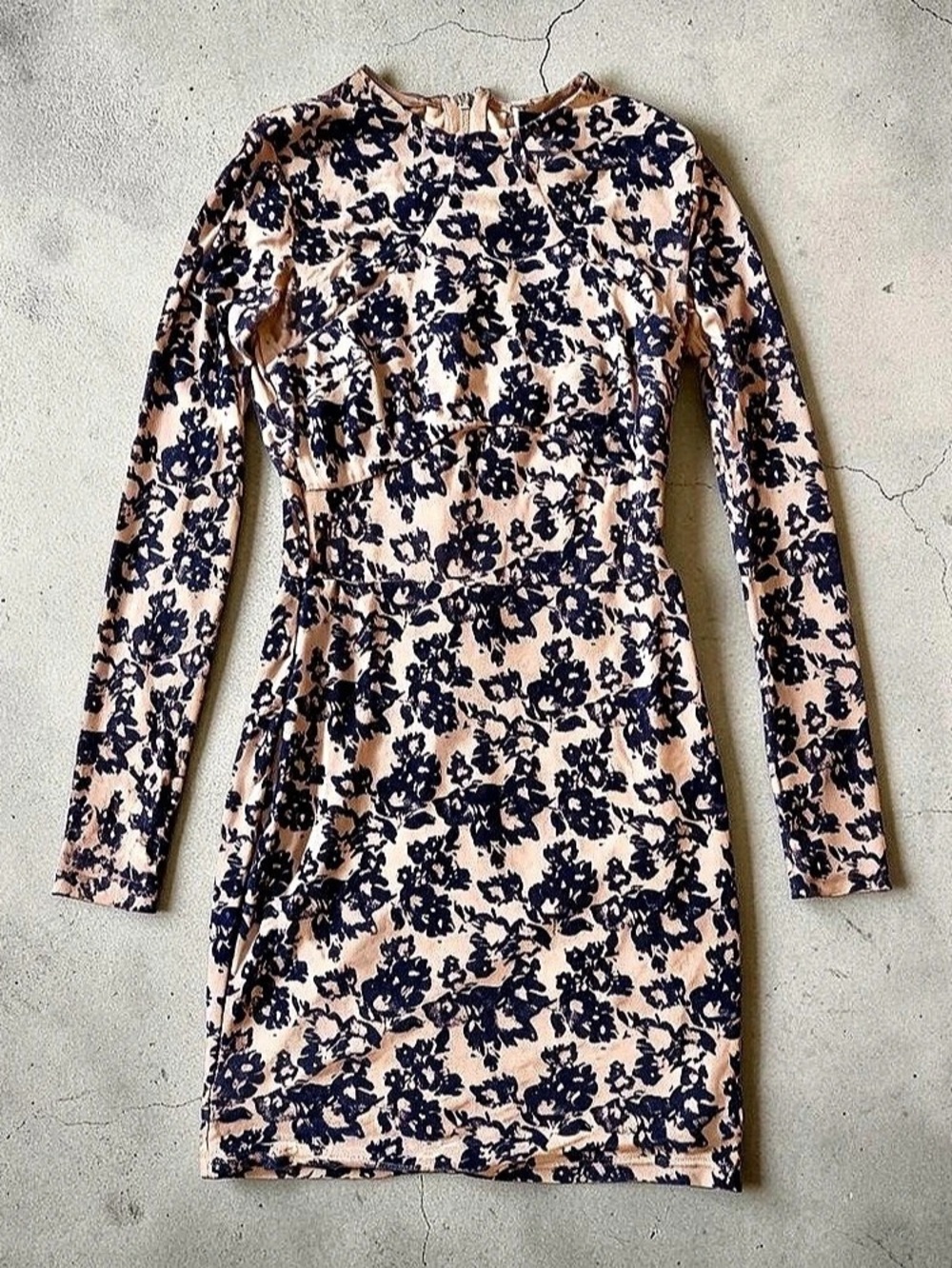 Windsor Velvet Burnout Long Sleeve Mini Dress Pink & Blue Small